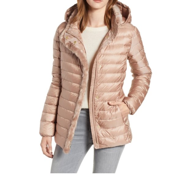 Cole haan faux fur trim down coat Clearance